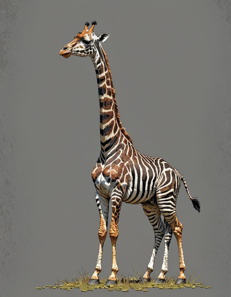 Giraffe with Zebra Stripes in Pixel Art Style