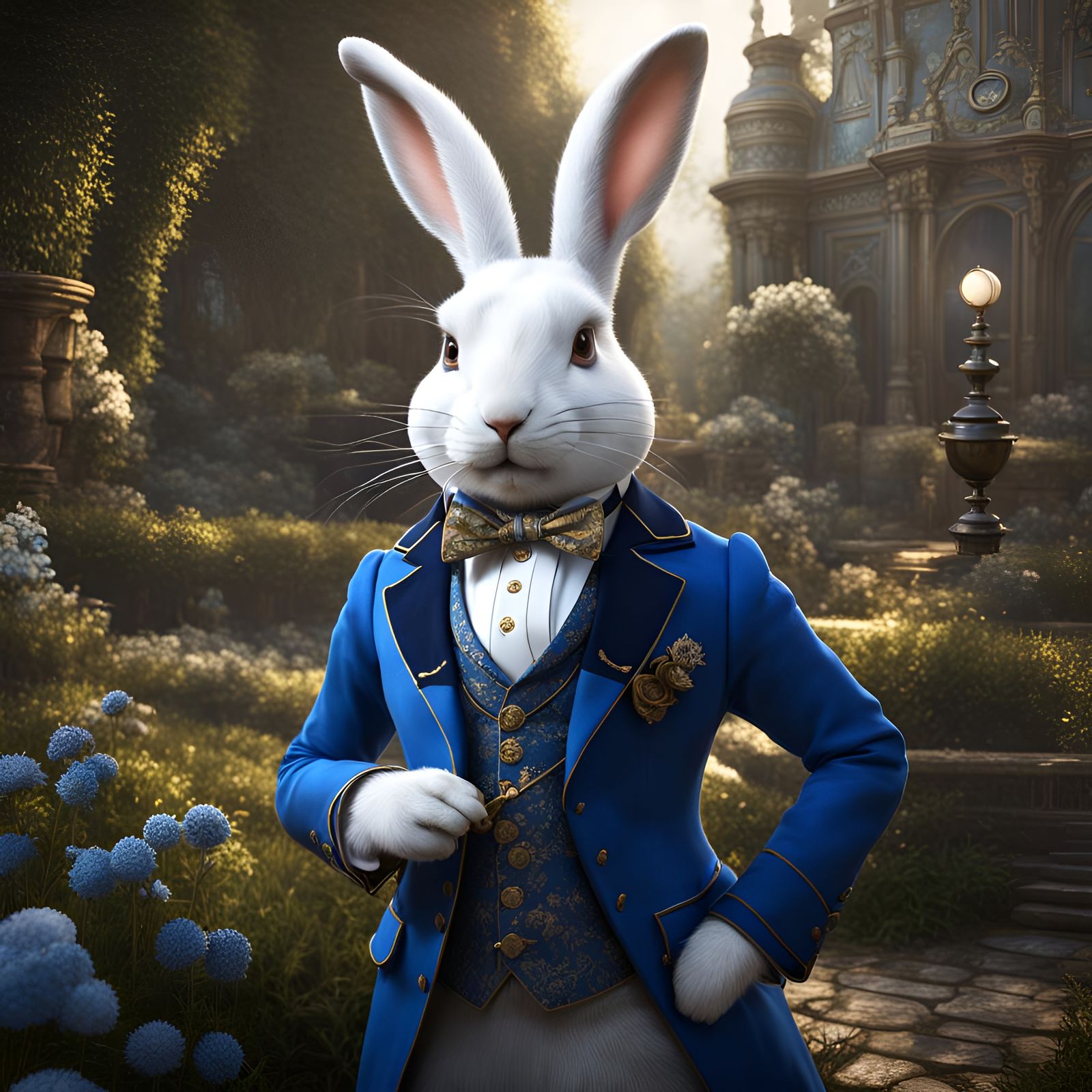 Victorian Rabbit in Alice Style: Full-Figure Photograph