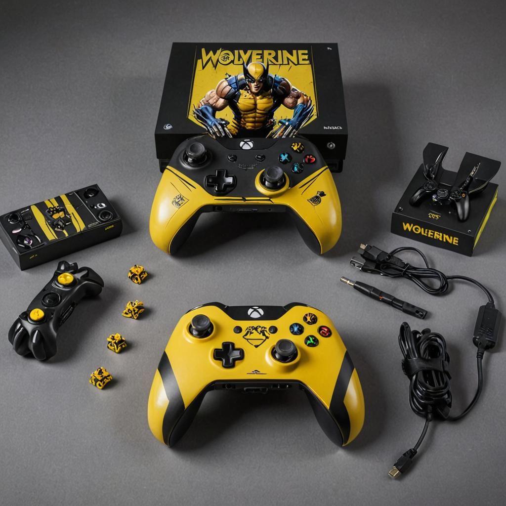 Wolverine Xbox Console on Gaming Table, Cinematic Still