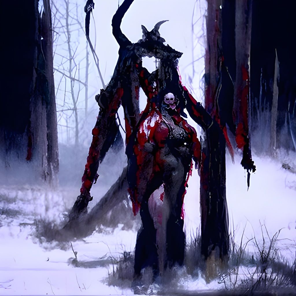 Sinister Girl in Burning Forest, Gothic Art