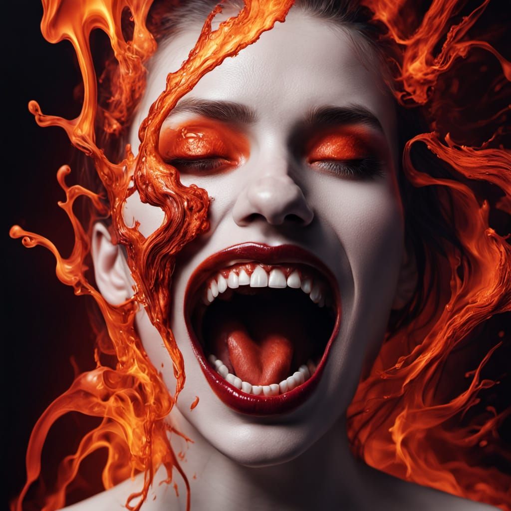 Surreal Lava Mouth in Vivid Dreamlike Photography