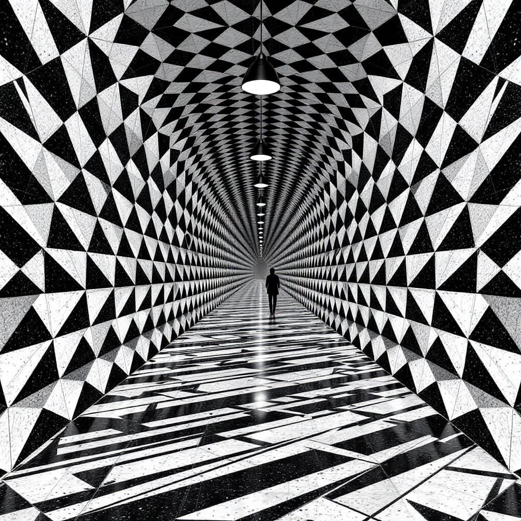 Endless Gallery Corridor in Geometric Perspective