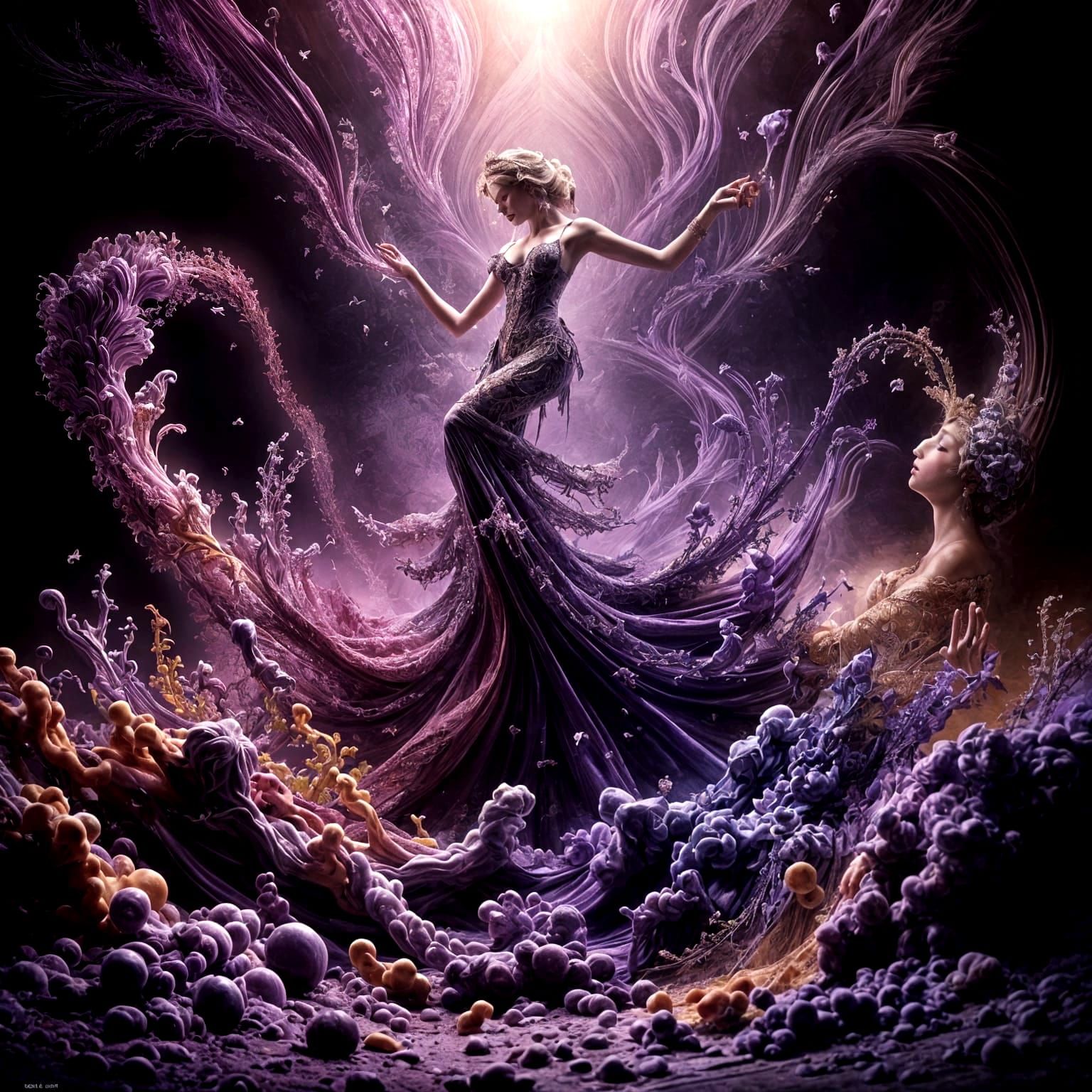 Baroque Artwork in Rich Purple Hues