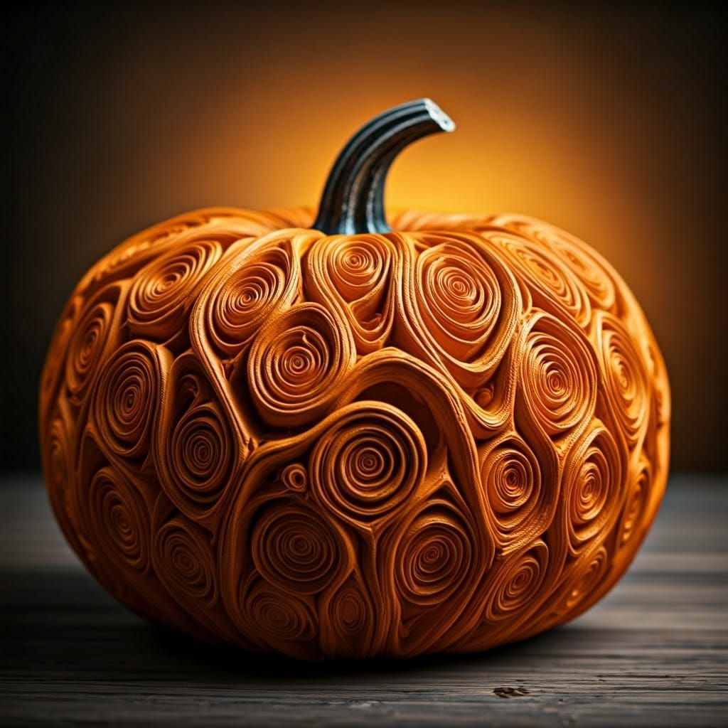 Halloween Pumpkin with Geometric Pattern, Bokeh Effect