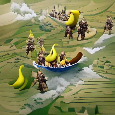 Cartoon Viking Raid on Banana Town