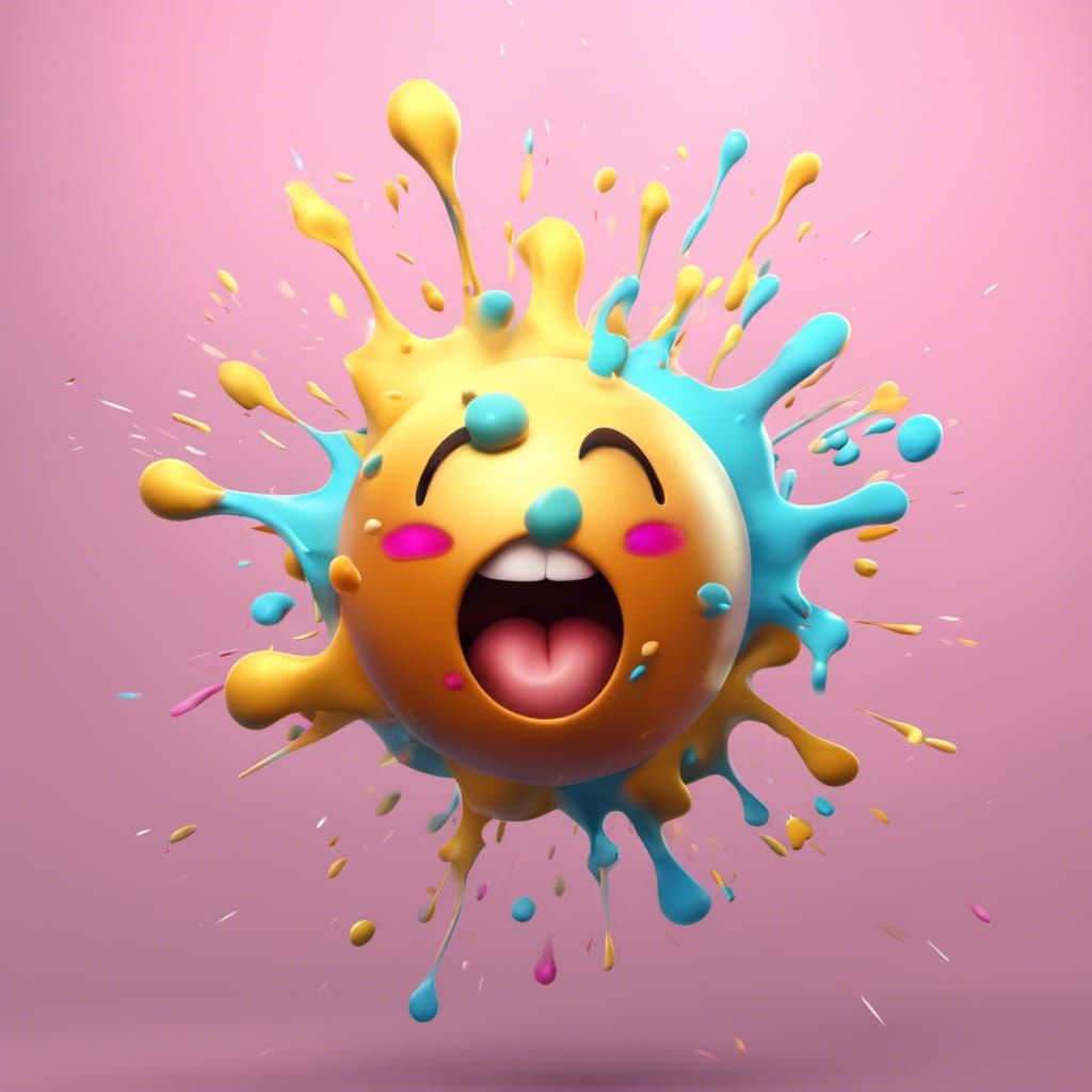 Exploding Sneezing Emoji Logo in 3D Render