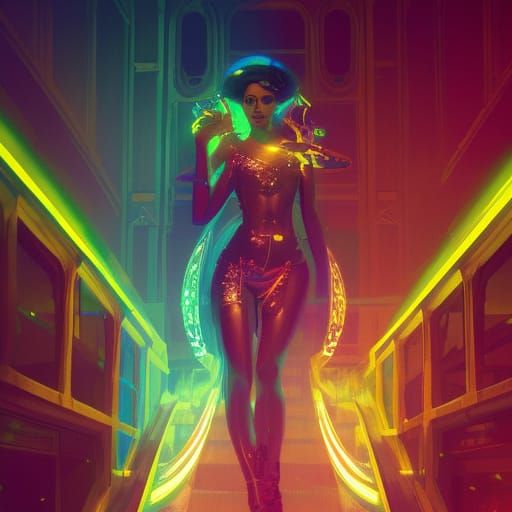 Neon Stairs to the Disco Queen: Concept Art