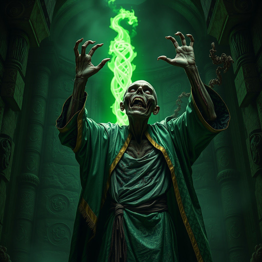 Grotesque Zombie Supplication in Dark Chamber