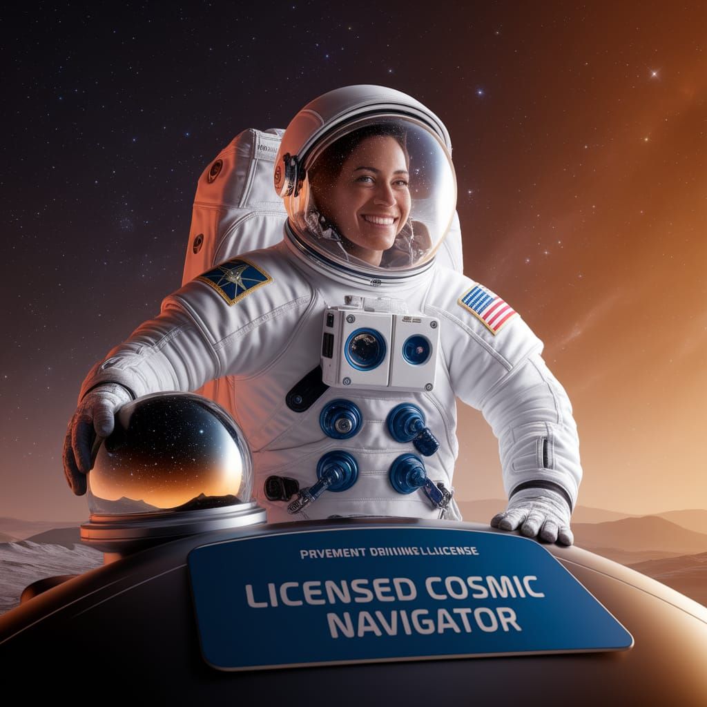 Astronaut in Space with Starry Background and Cosmic License