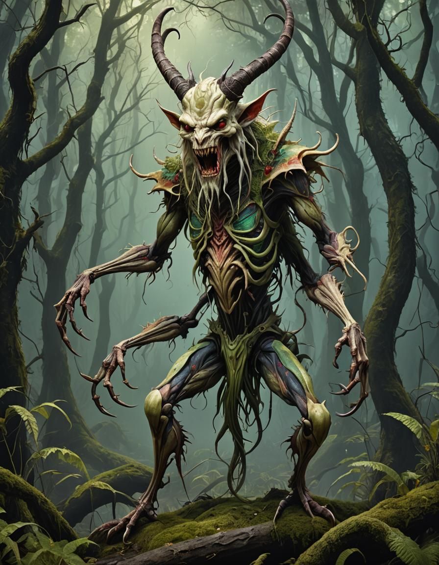 Albino Mantis Krampus in Sinister Swamp