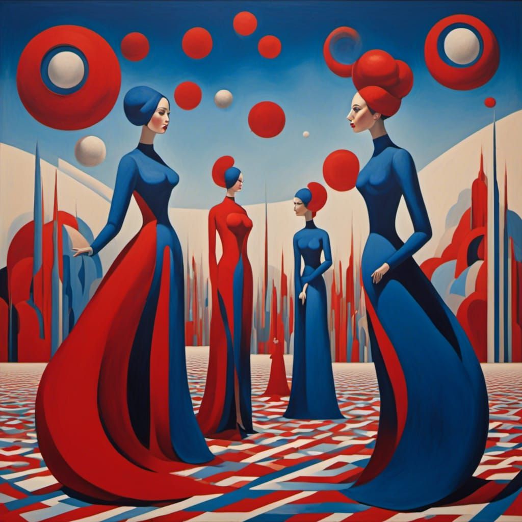 Surreal Figures in Geometric Landscape