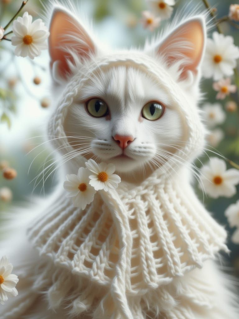 Hyper-Realistic Cat Portrait in Impasto Style