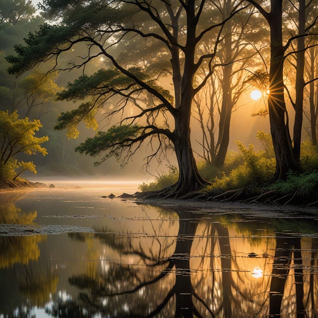 Golden Hour Sunrise: Soft Light and Mist