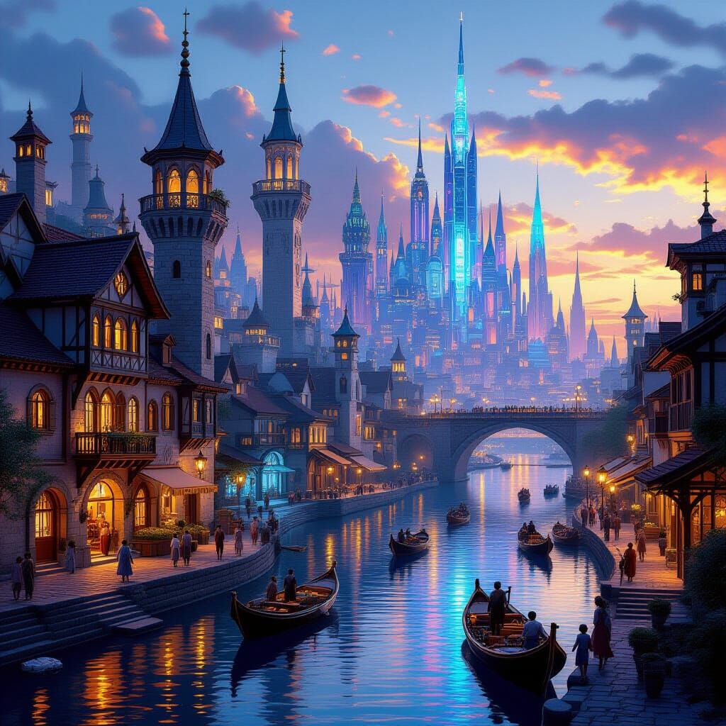 Fantasy Sci-Fi Cityscape: Medieval Meets Futuristic