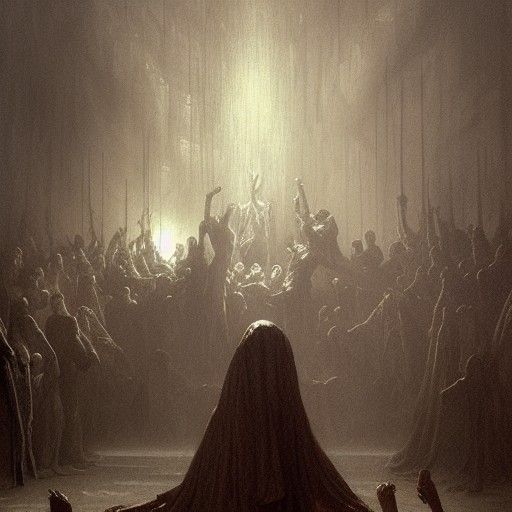 Dramatic Sacrifice Scene in Engraving Style