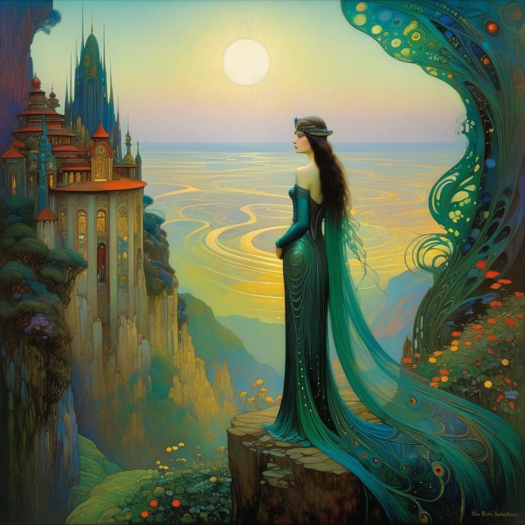 Surreal Biomechanical Landscape Inspired by Art Nouveau