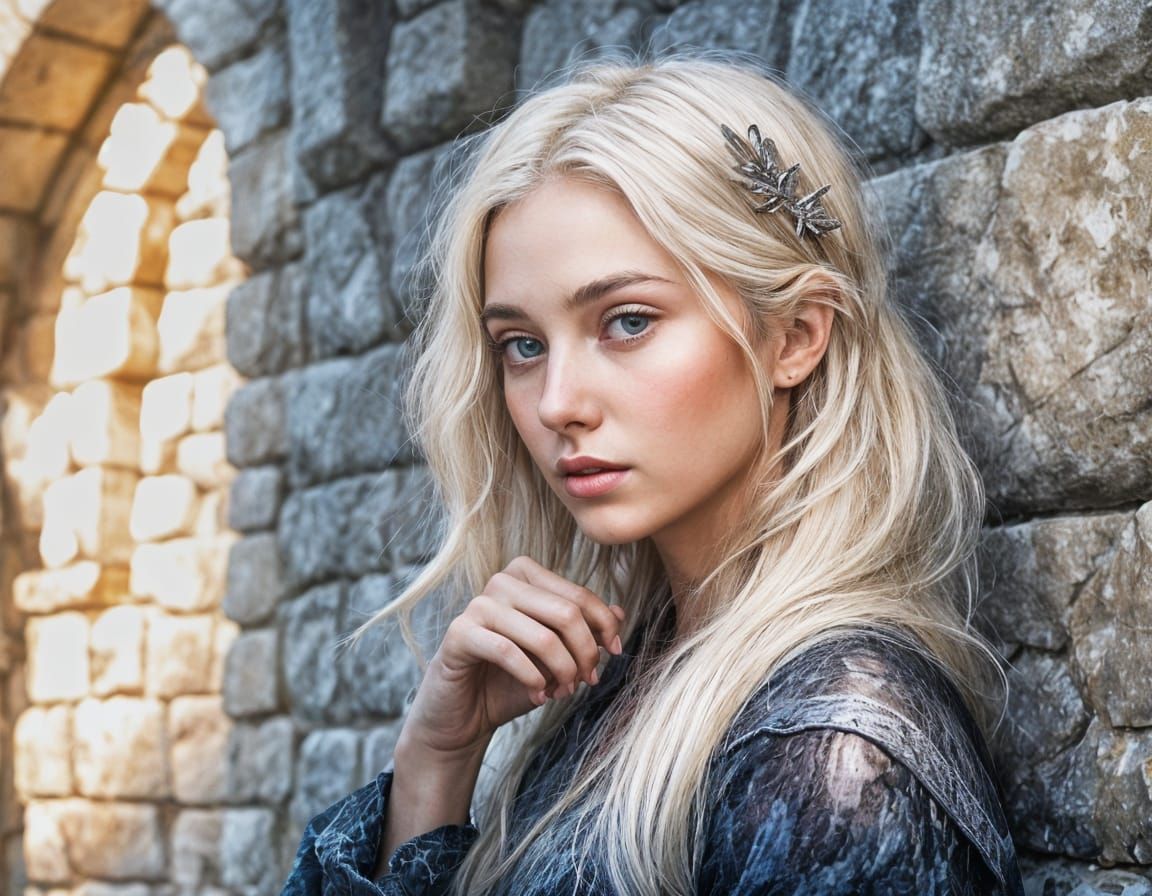 Detailed Portrait of a Young Platinum Blonde Woman