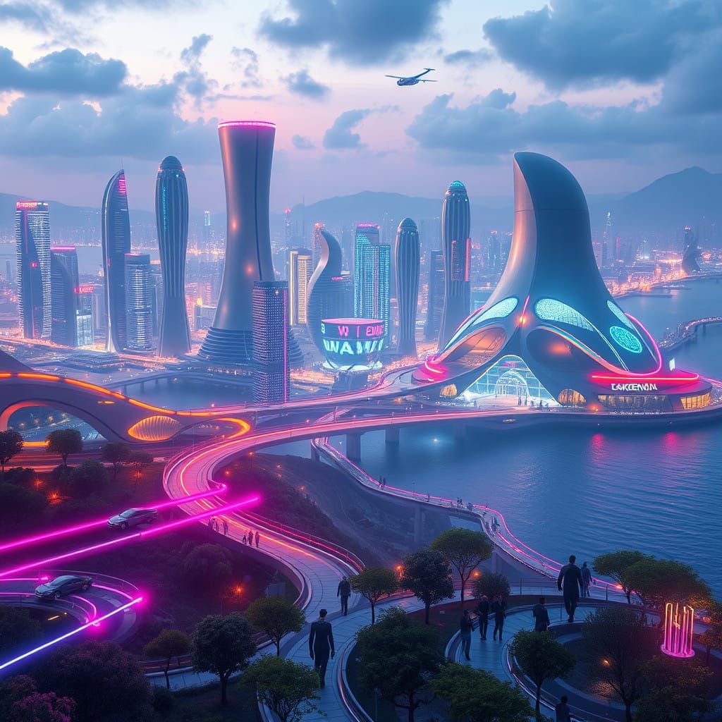Futuristic Metropolis Powered by Fusion Energy