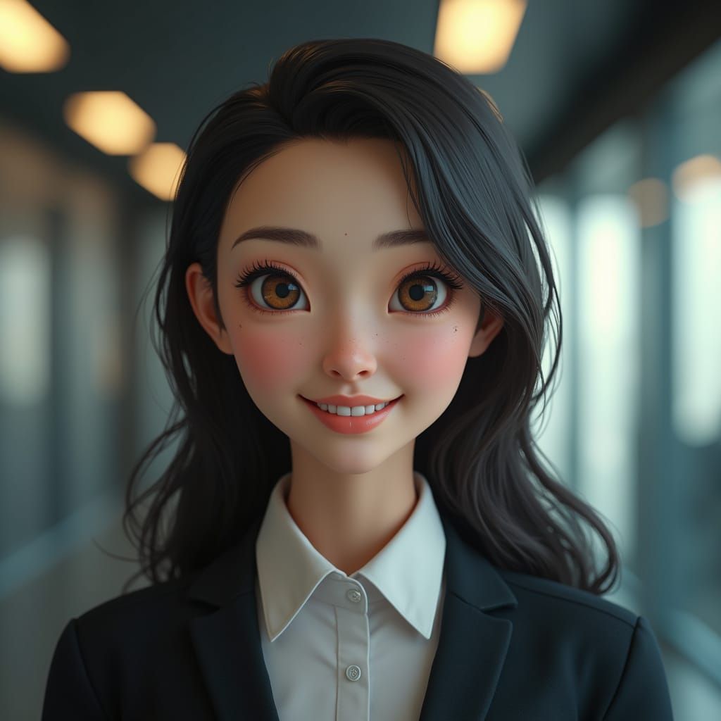 Hyperrealistic AI Receptionist with a Friendly Smile