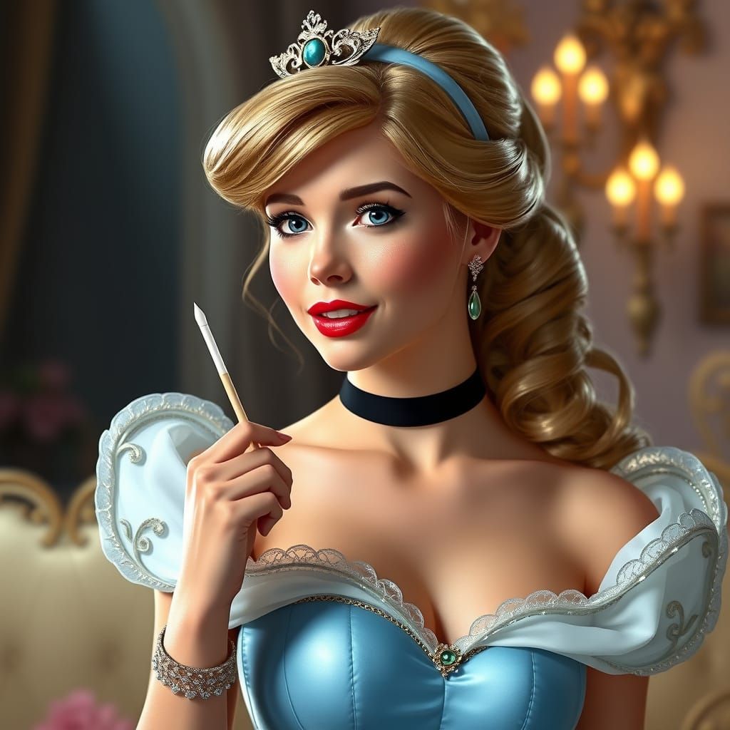 Hyperrealistic Pin Up Cinderella in Regal Attire
