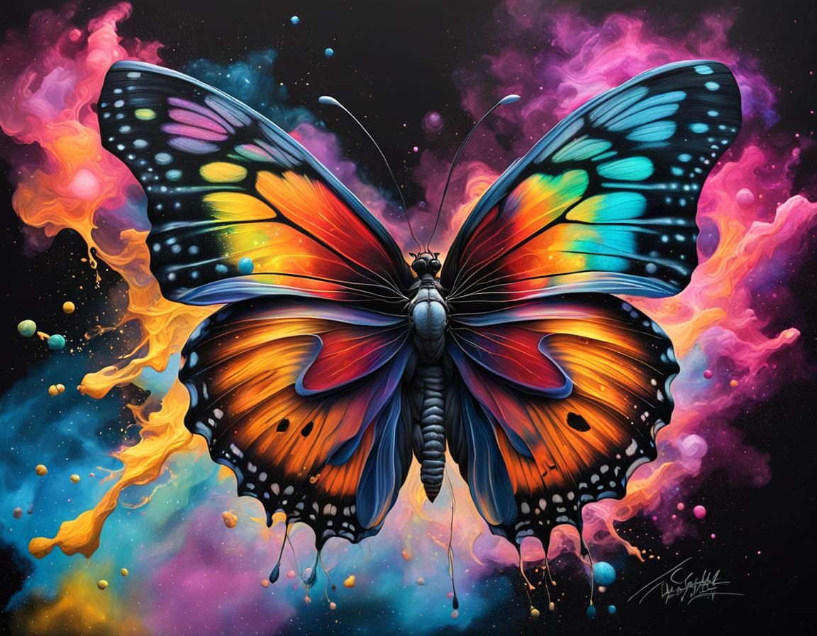 Nebula Butterfly in Vivid Graffiti Style