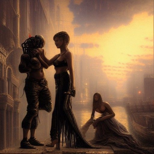 Tough Guy in Baroque Cyberpunk Style