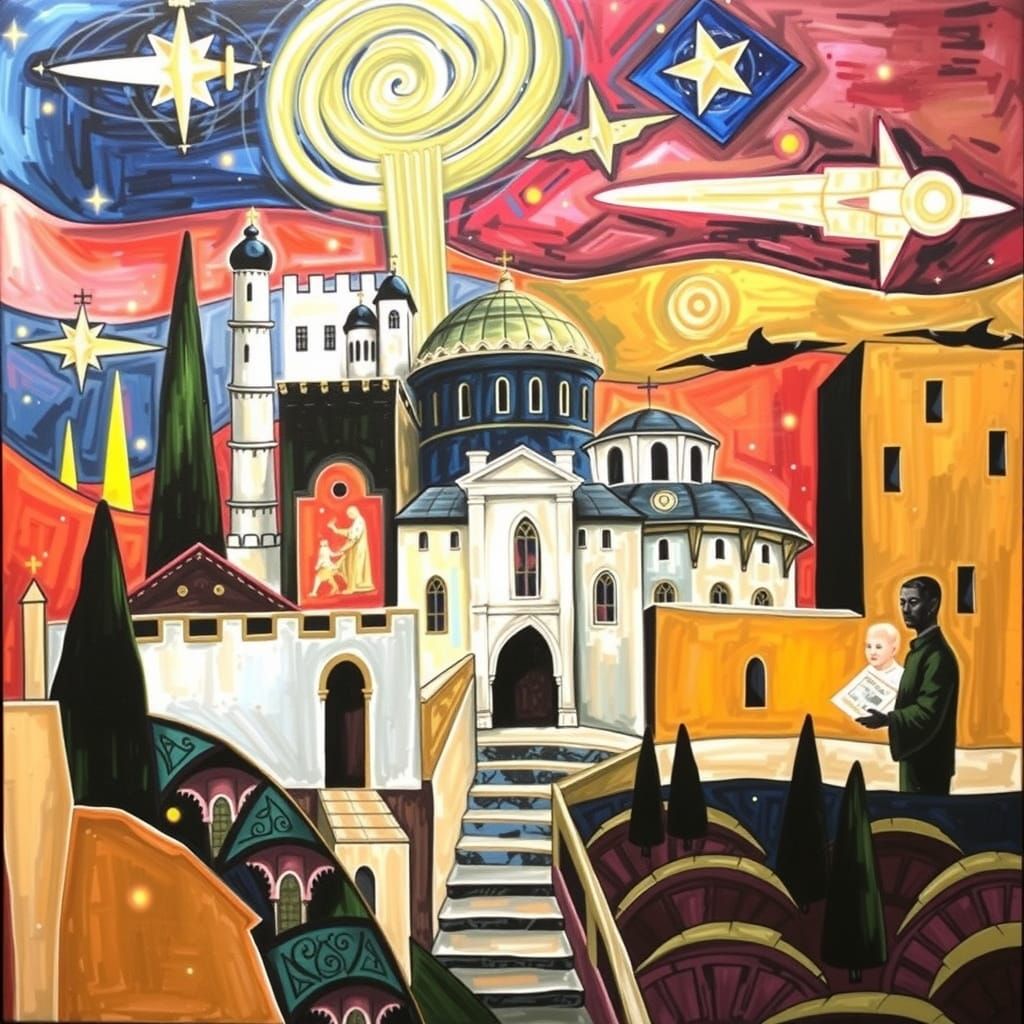 Futuristic Jerusalem in Giotto's Style