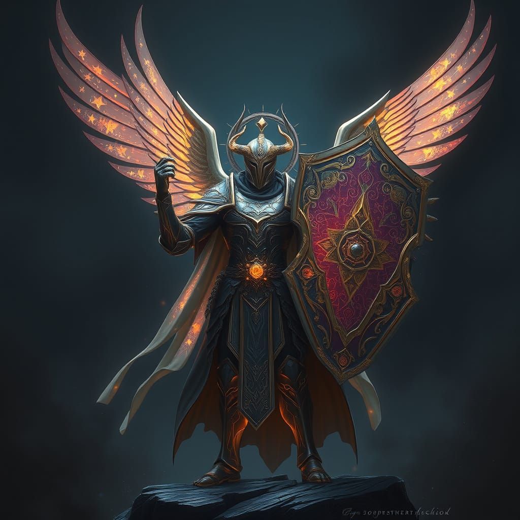 Celestial Warrior with Starlight Armor and Temporal Shield