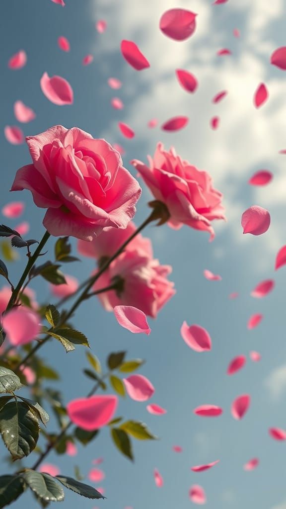 Romantic Blooms Fall Gently from the Sky in Whimsical Style