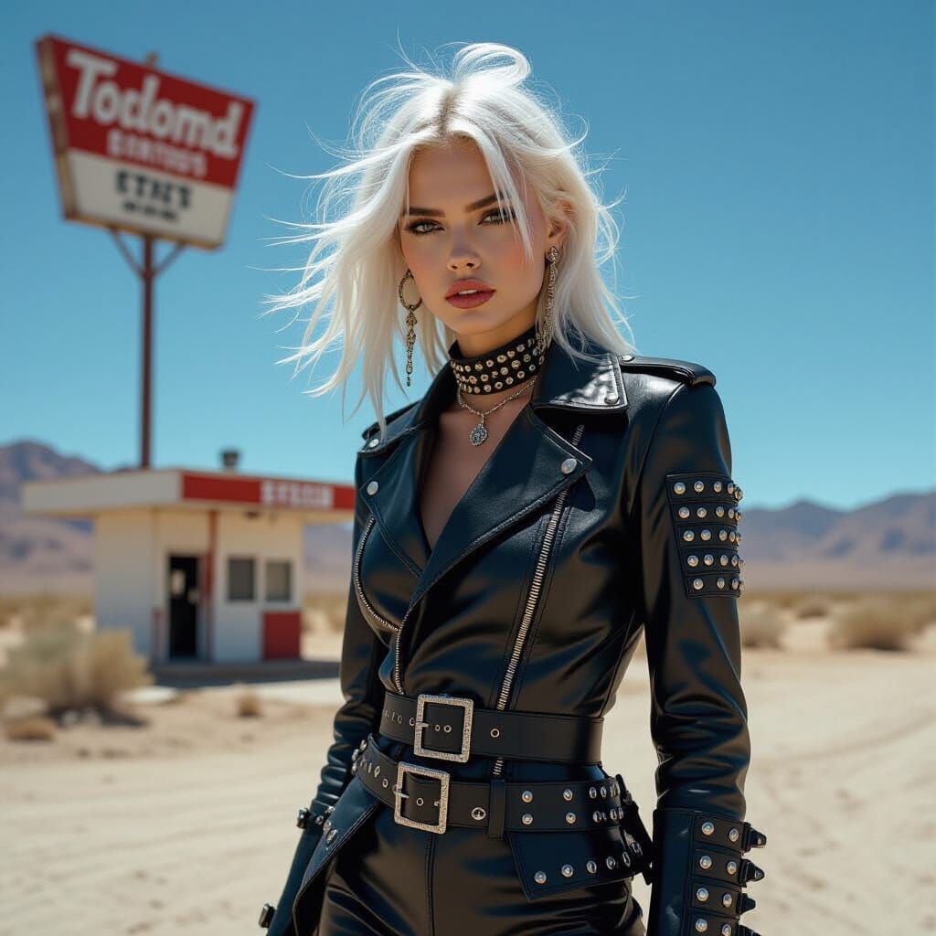 Avant-Garde Model in Desert Landscape, Dark Surrealism