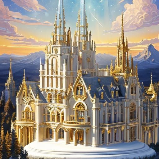 Ornate Fantasy Mansion with Jewel Star Motif