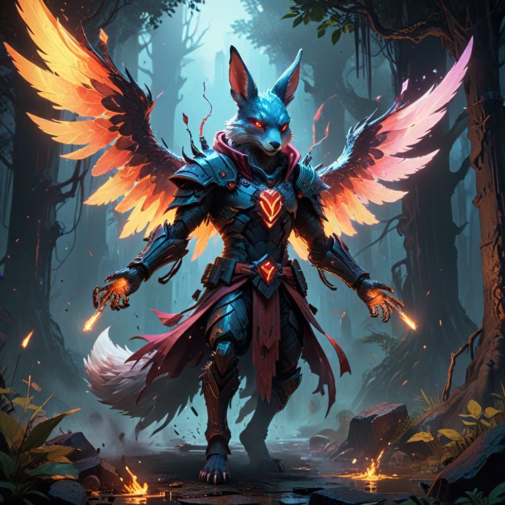 Cyberpunk Anime-Inspired Masterpiece: Wrathful Elementalist