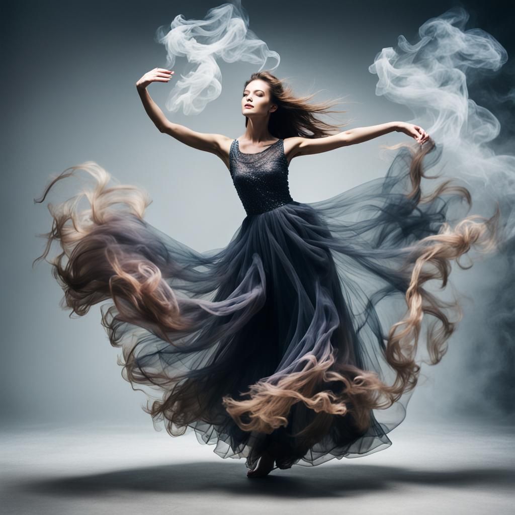 Ethereal Smoke Dancer in a Dreamlike Image