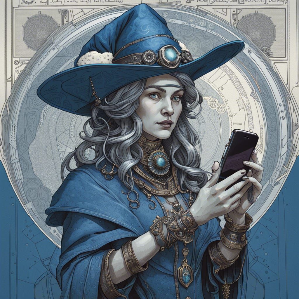 Witch using a smartphone
