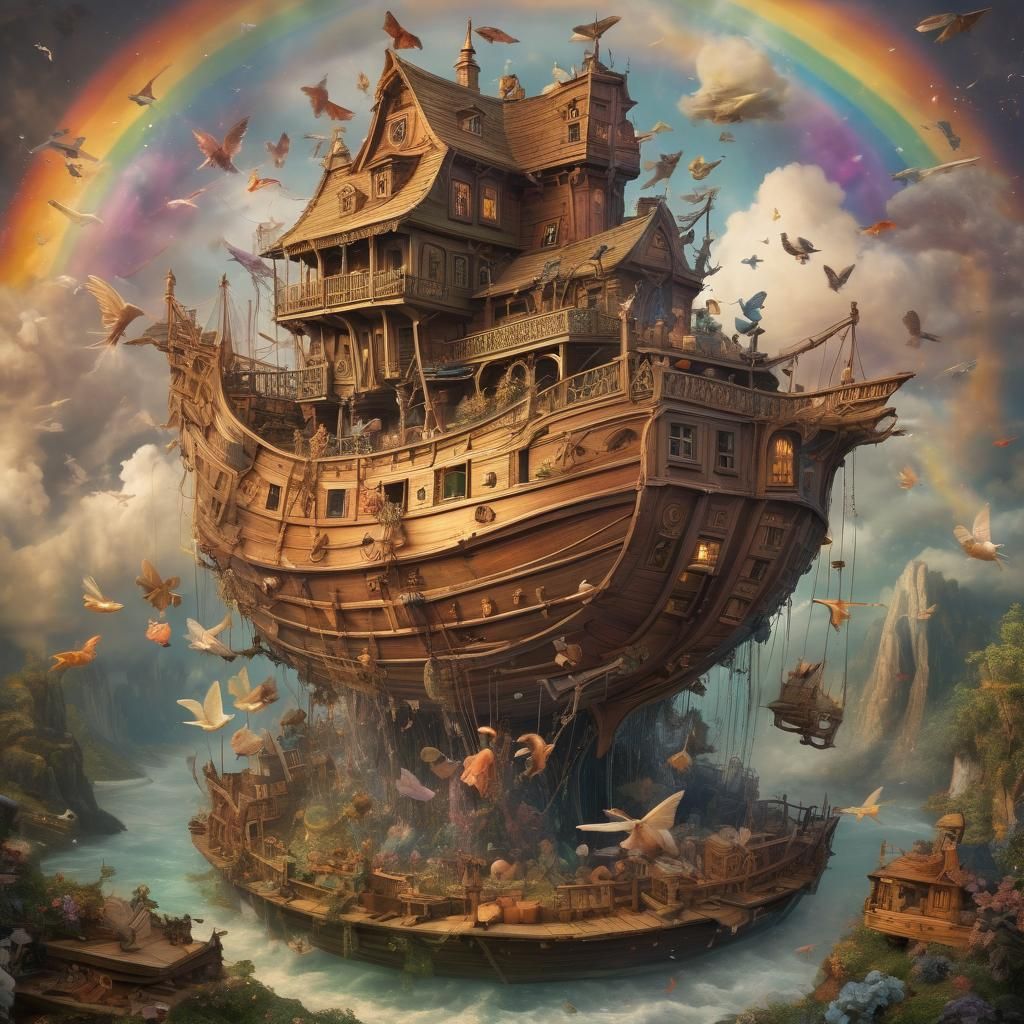 Magical Furniture Ship Floats Through Utopic Dreamscape