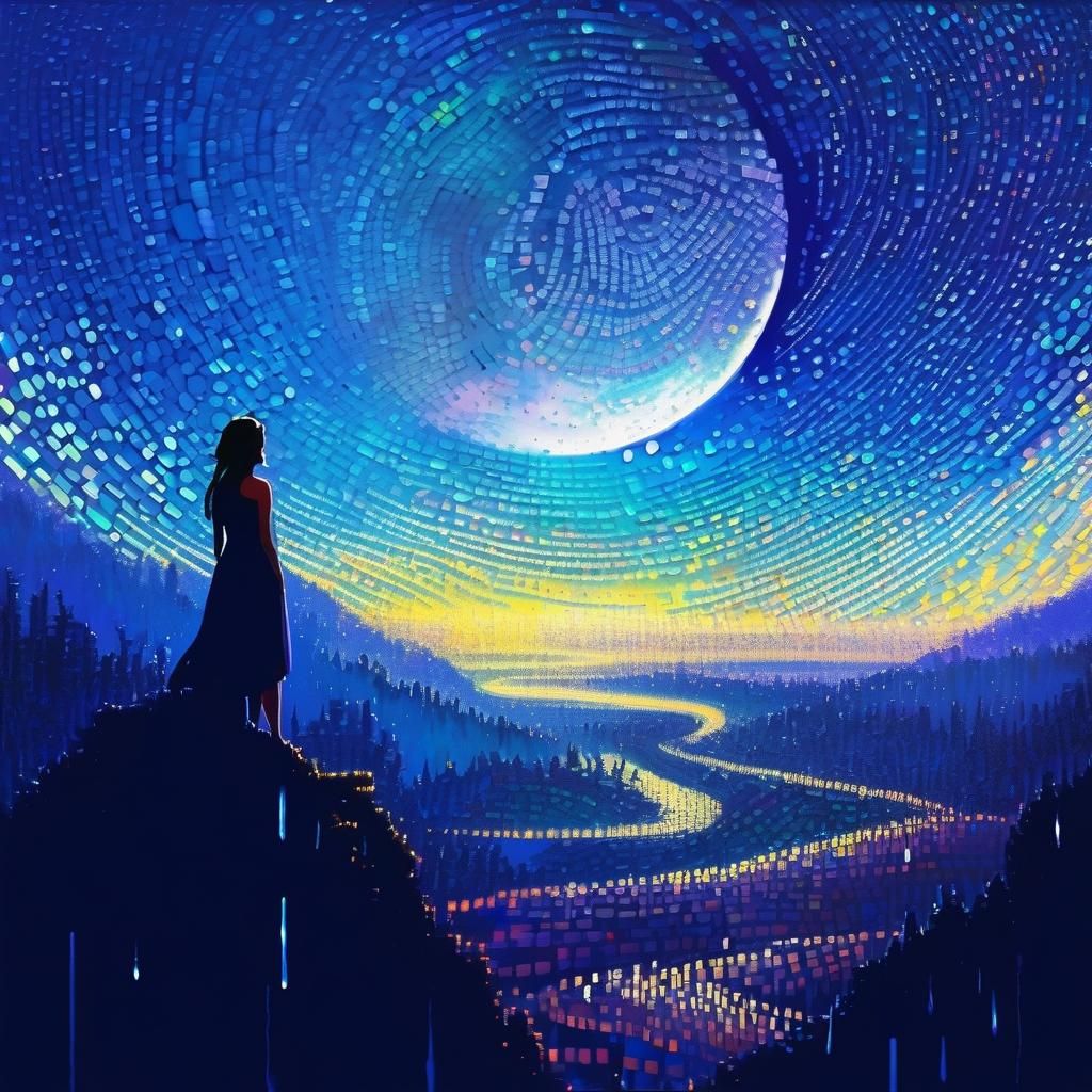 Futuristic Portrait in Vibrant Colors with Glitched Effects....