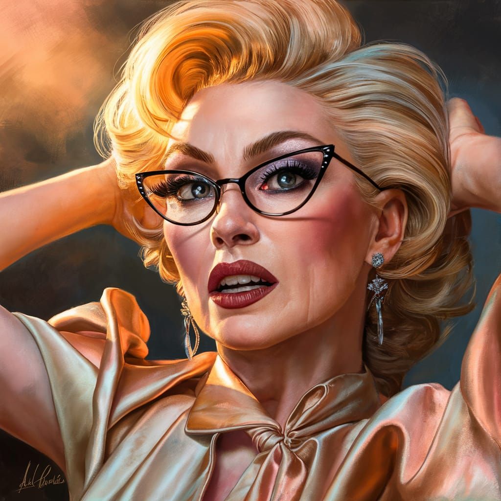 Glamorous Woman Portrait in Vintage Illustration Style