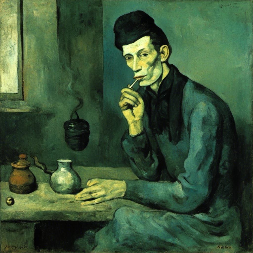 Sailor with Pipe in Blue Period Style