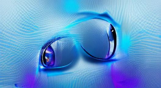 Hyperrealistic Blue Glass Eyes in Neon Light
