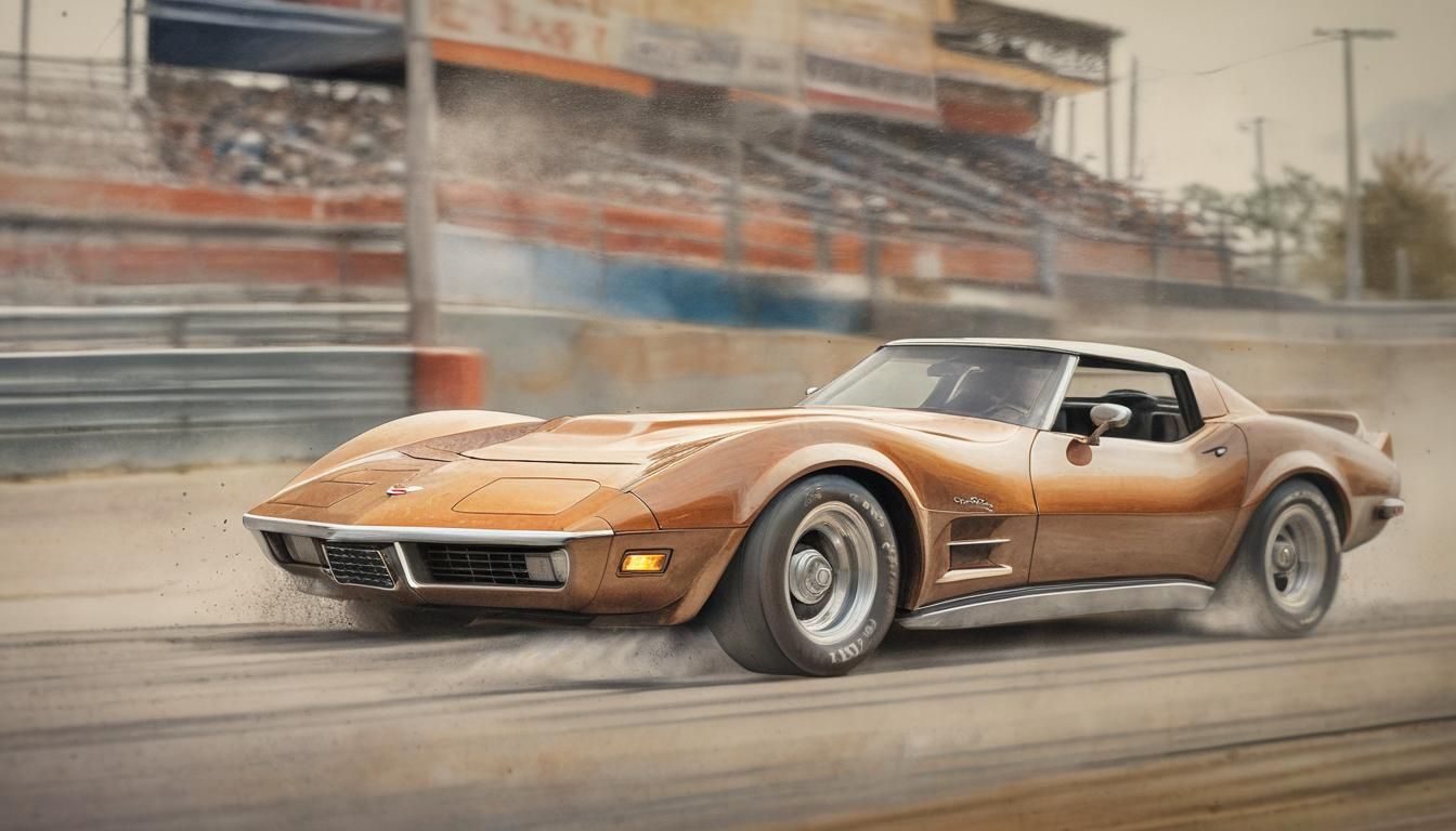 1973 Corvette Races in Hyperrealistic Speedway Art