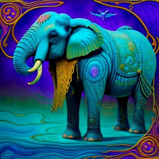 Whimsical Surreal 3D Collage of Fantasy Alien