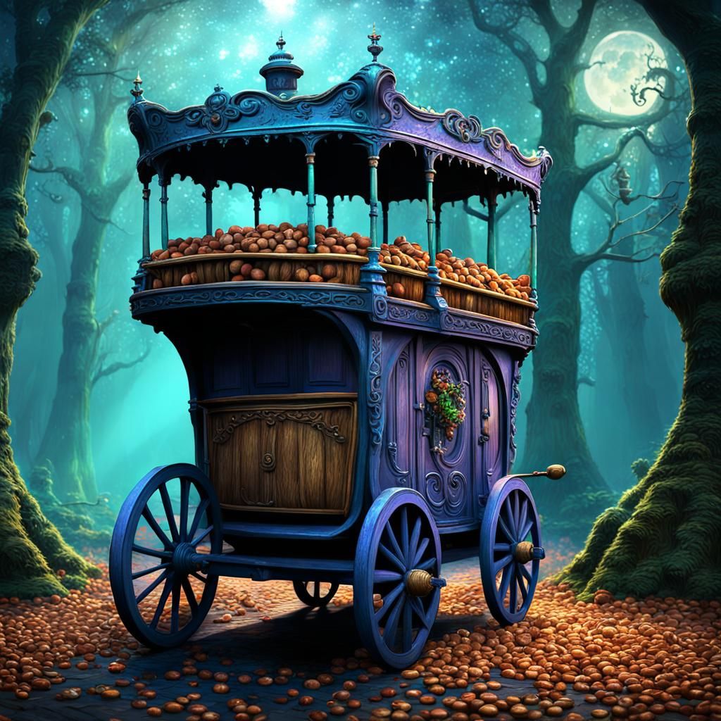 Fairies' Hazelnut Chariot: Detailed Matte Painting