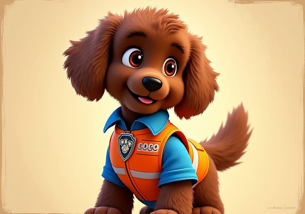 Coco the Labradoodle in Paw Patrol Style