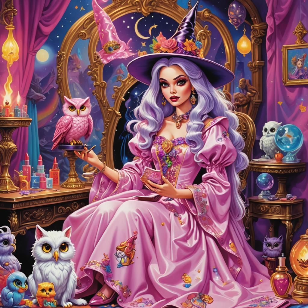 90s Cartoon Witch with Magical Lipstick