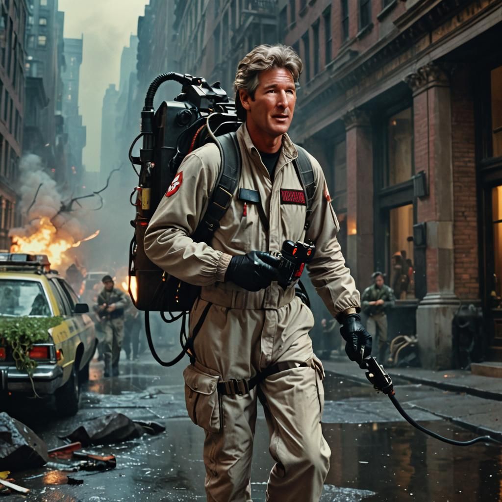 Richard Gere dressed as a Ghostbuster in the 1980s