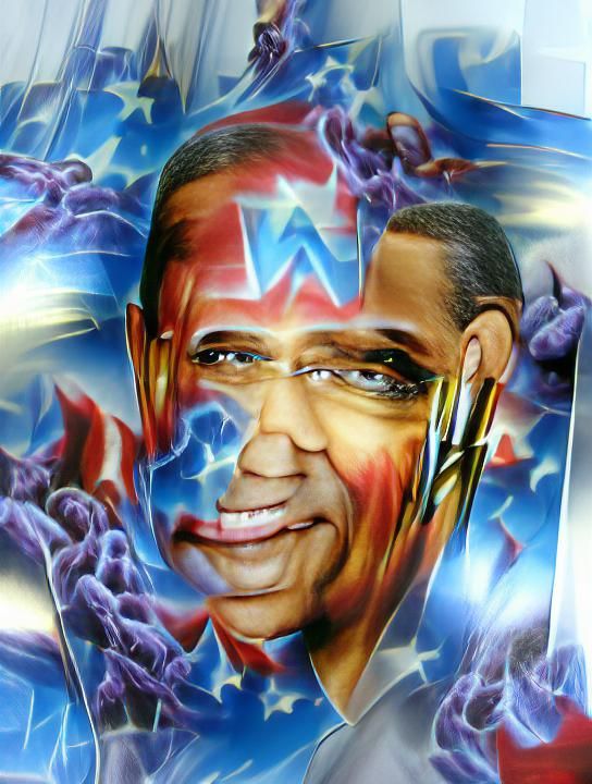 Obama as Marvel Comic Hero in Airbrush Art