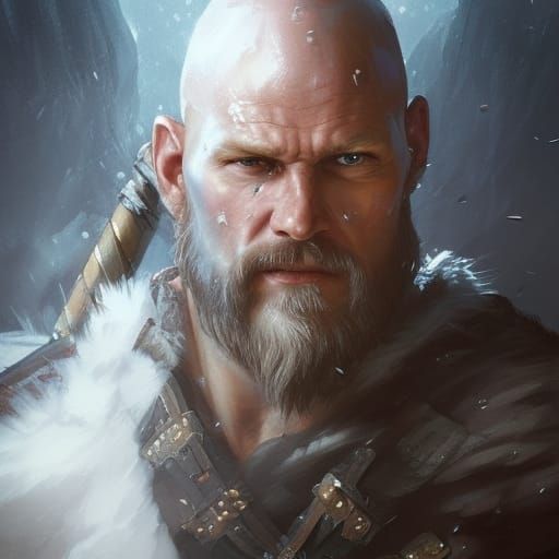 Viking Warrior Portrait in Digital Art Style