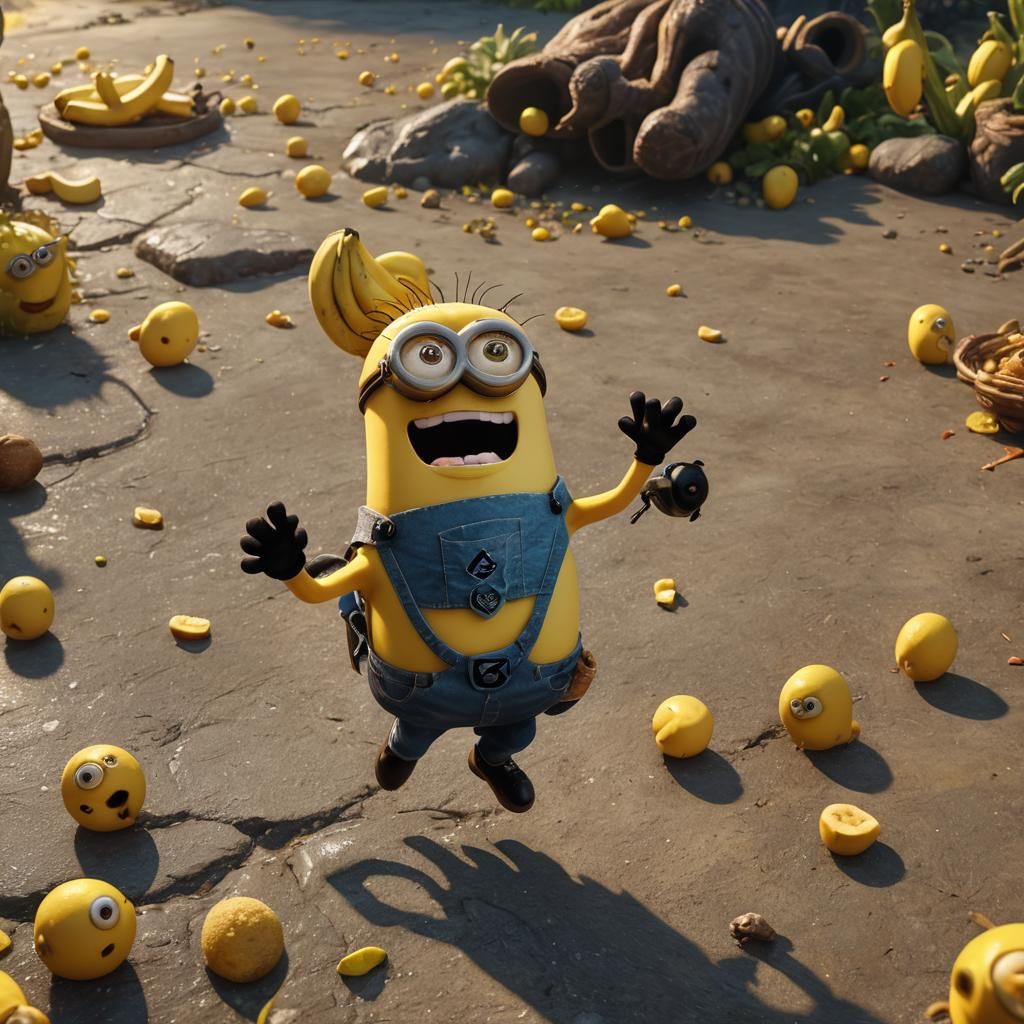 Minion Slapping SpongeBob in Detailed Digital Art