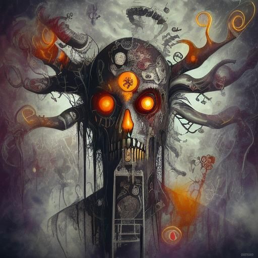 Wendigo in Art Nouveau Style by Pablo Amaringo