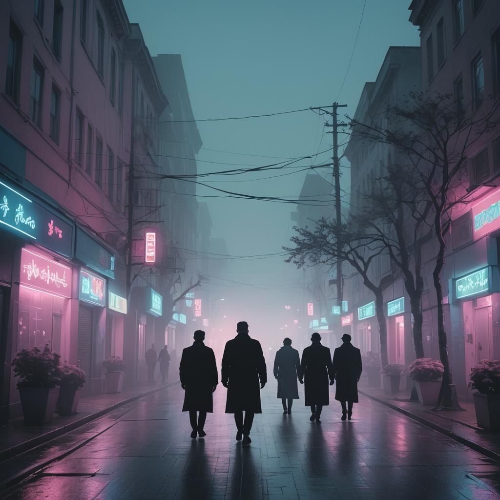 Neoclassical City Street in Synthwave Style